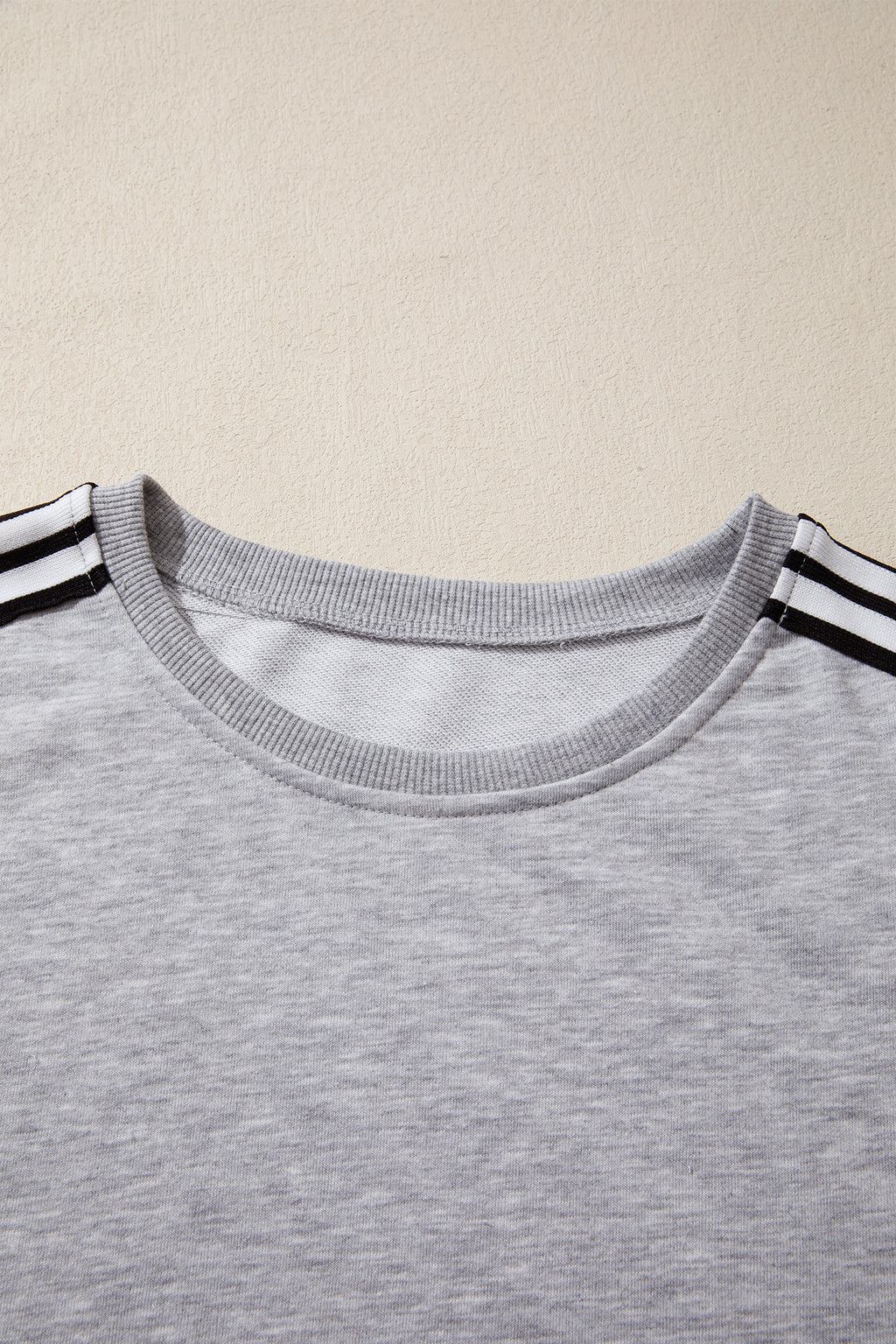 Light Grey Patchwork Detail Raw Edge Oversize Tee
