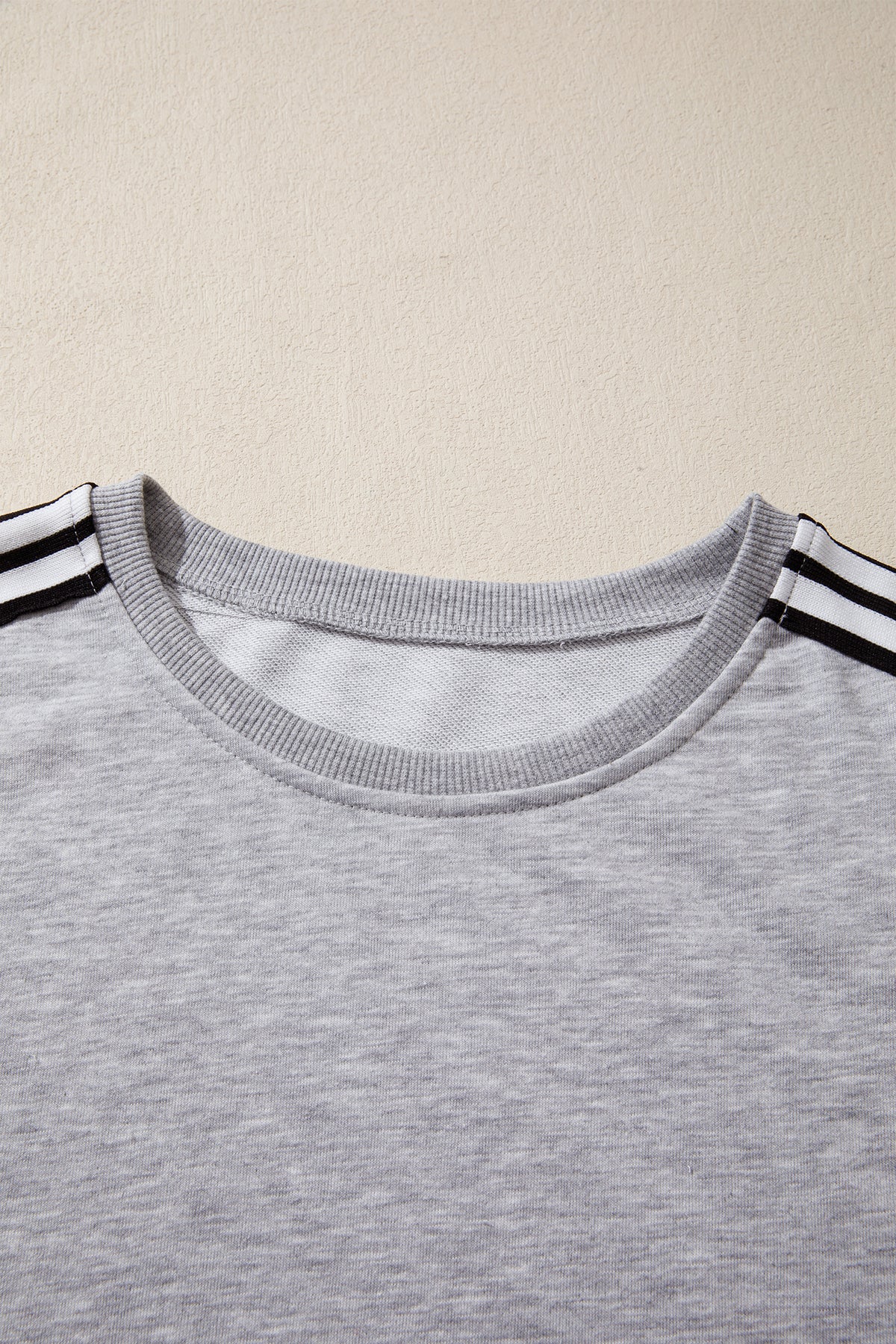 Light Grey Patchwork Detail Raw Edge Oversize Tee