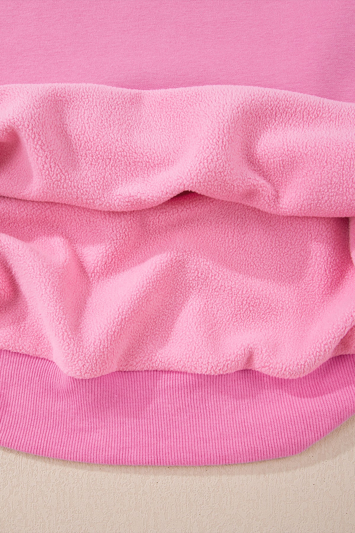 Light Pink Oversize Drop Shoulder Reversible Mock Neck Sweatshirt