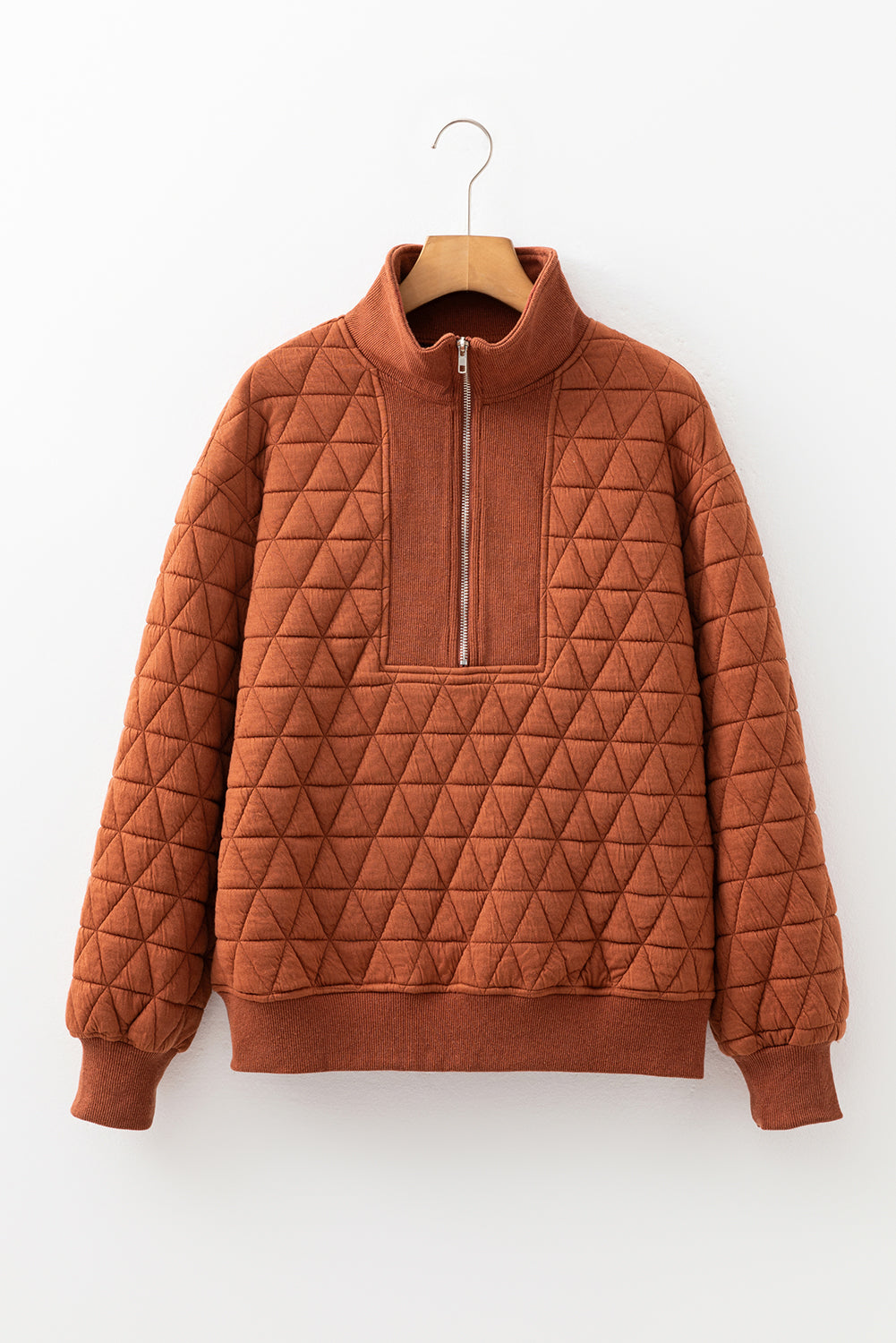 Sweat à col zippé texturé jaune paille — manches longues