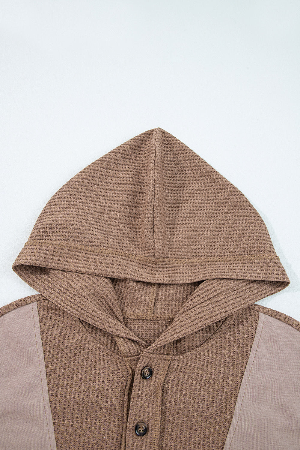 Goat Waffle Patchwork Plus Size Pocketed Hoodie