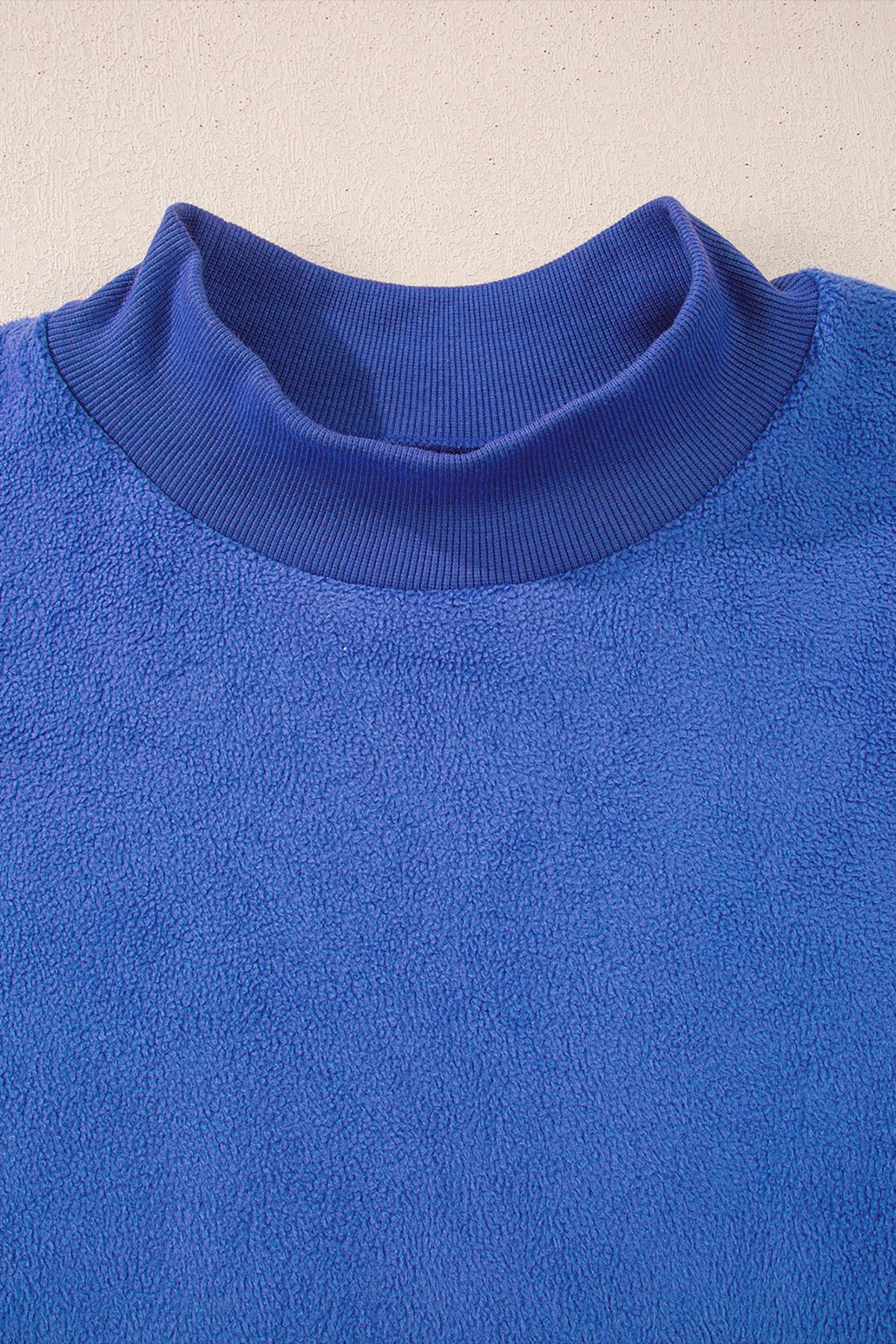 Light Pink Oversize Drop Shoulder Reversible Mock Neck Sweatshirt