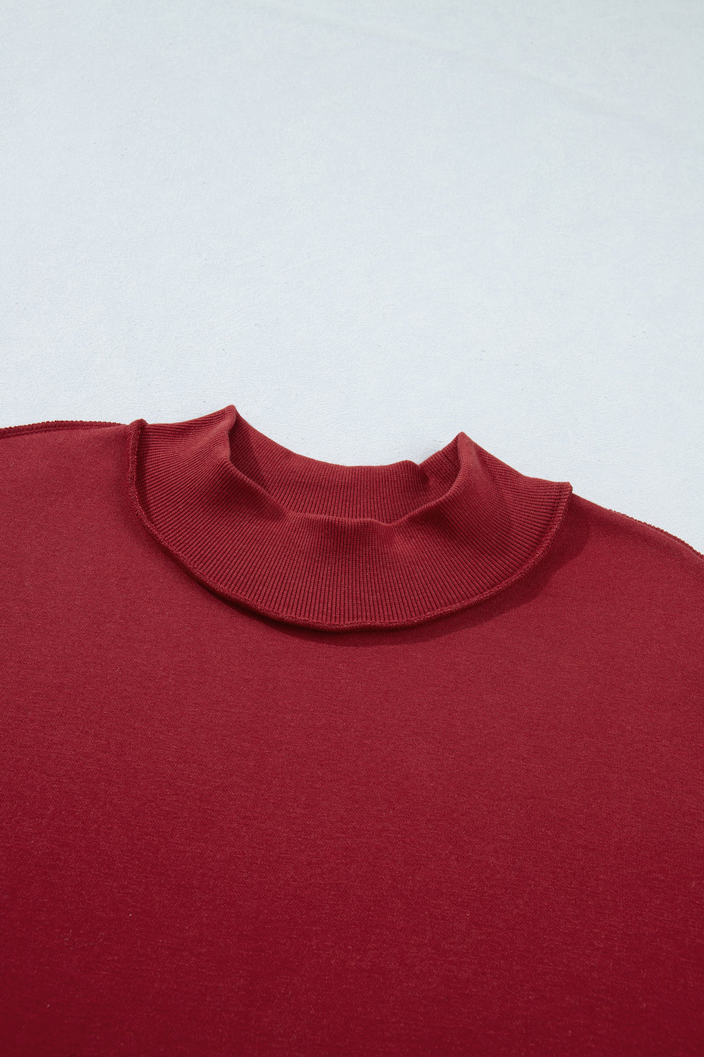 Light Pink Oversize Drop Shoulder Reversible Mock Neck Sweatshirt