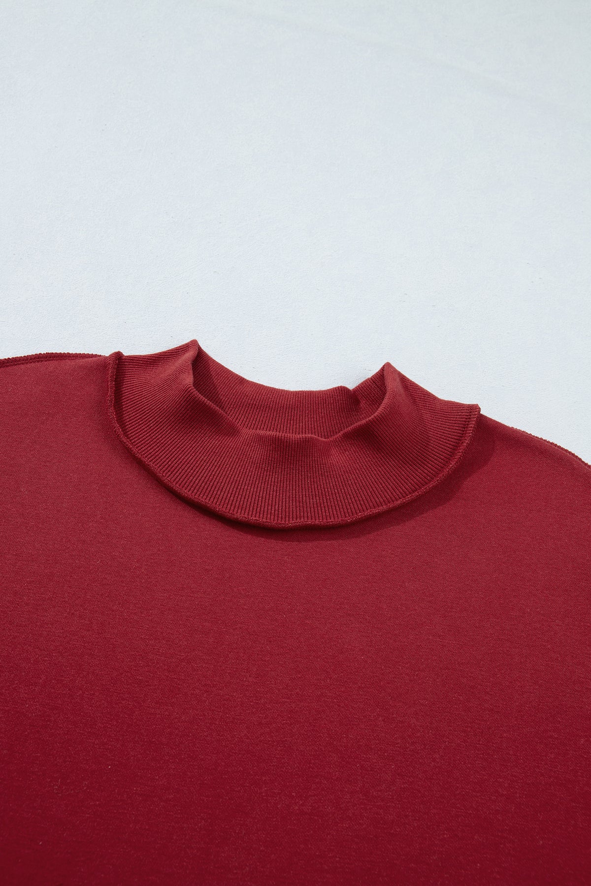 Light Pink Oversize Drop Shoulder Reversible Mock Neck Sweatshirt