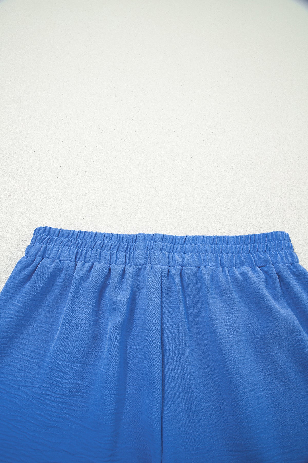 Sky Blue Solid Color Elastic Waist Casual Skort