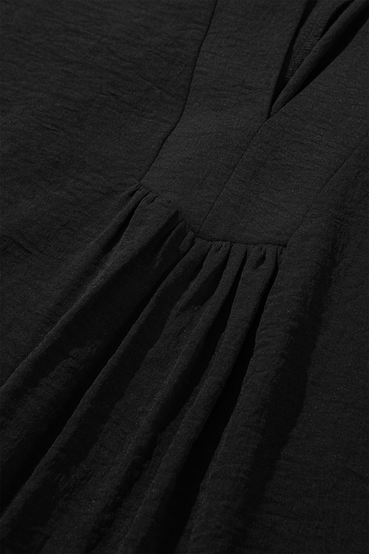 Black Plus Size Solid Color Notched Neck Short Sleeve Loose Dress