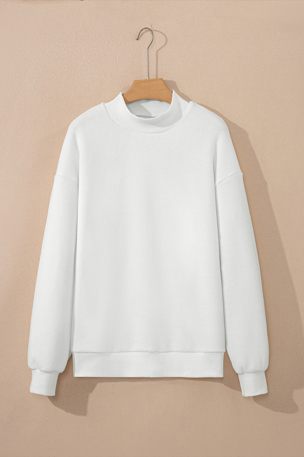 Light Pink Oversize Drop Shoulder Reversible Mock Neck Sweatshirt