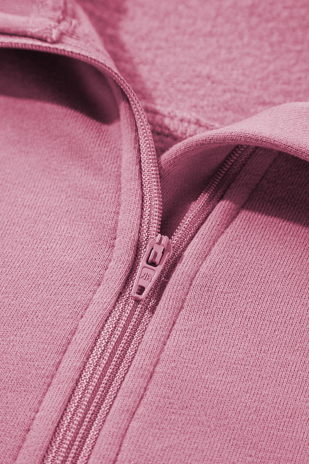Phalaenopsis Zip Up Stand Collar Ribbed Thumbhole Sleeve Sweatshirt
