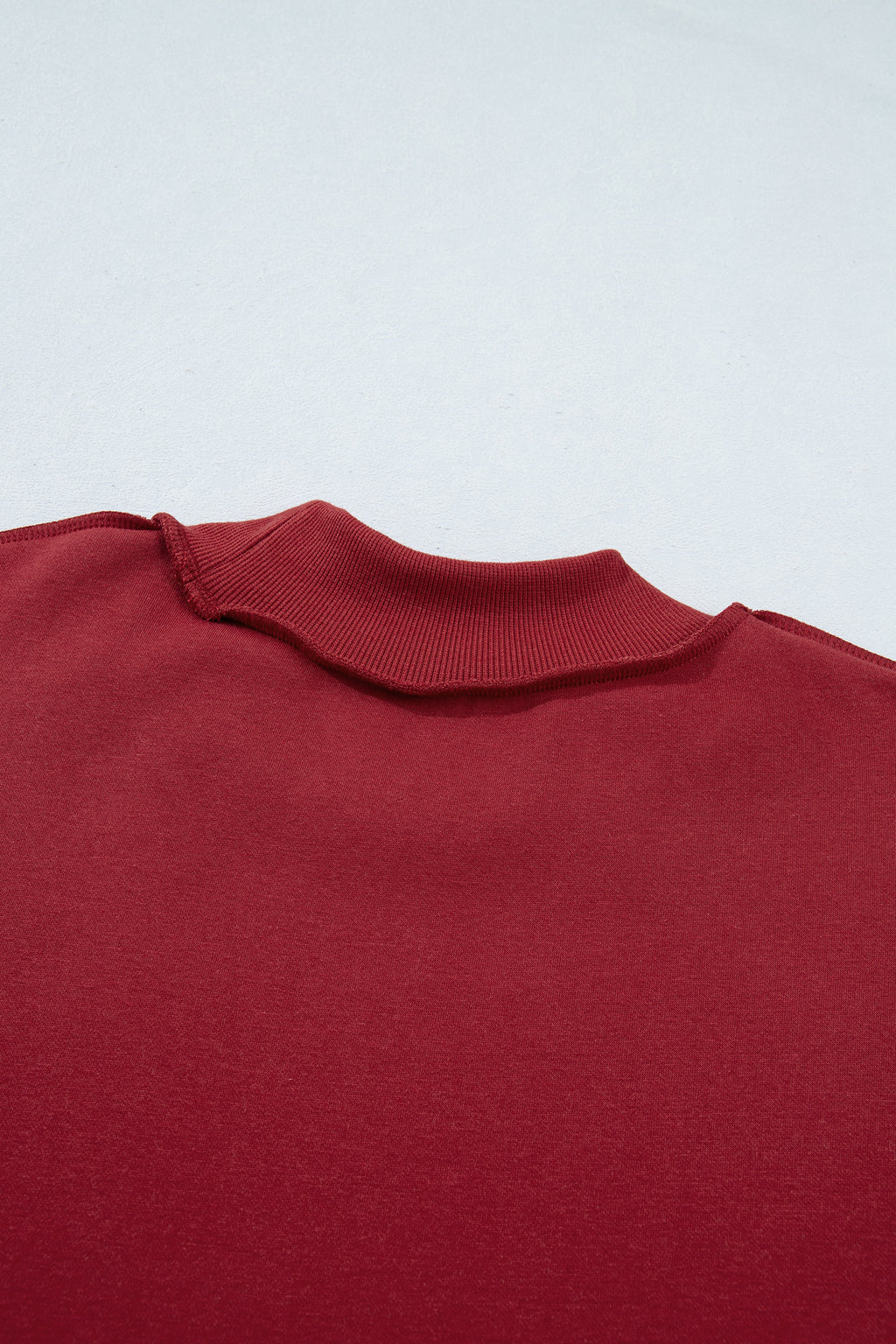 Light Pink Oversize Drop Shoulder Reversible Mock Neck Sweatshirt
