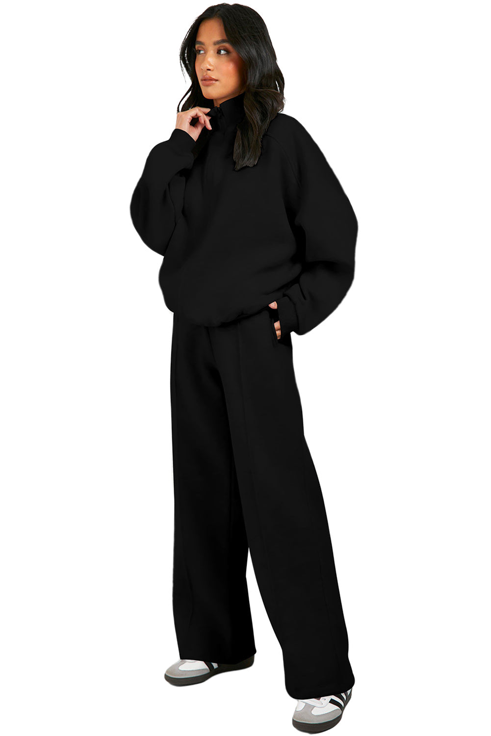 Burgundy Drop Shoulder Zip Up Jacket Drawstring Pants Active 2pcs Set