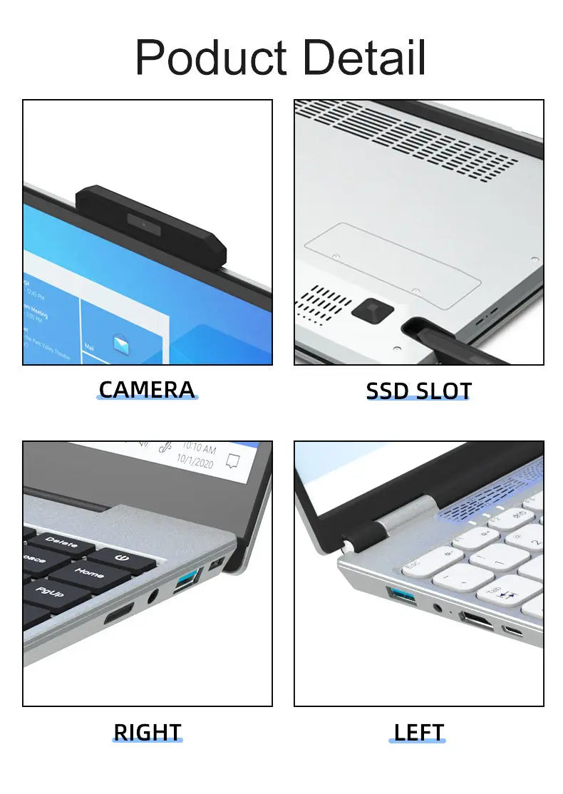 New Slim Laptop Computer 14 Inch Ips Fhd Display Intel Celeron J4125 Processor 8Gb Ddr4 256Gb Pcie Ssd Laptop Suitable for Girls