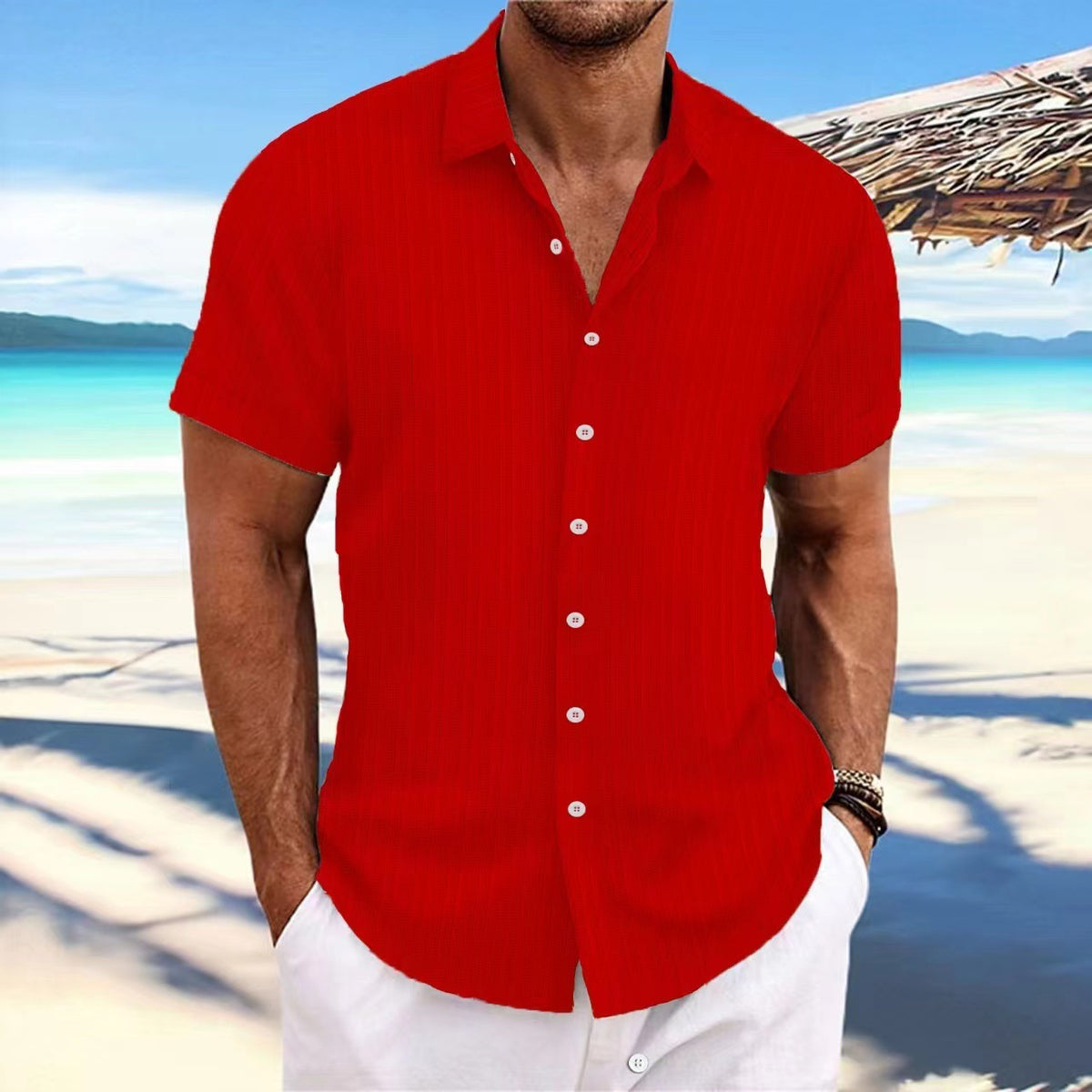 Cross-border Explosion New Men's Short-sleeved Shirt