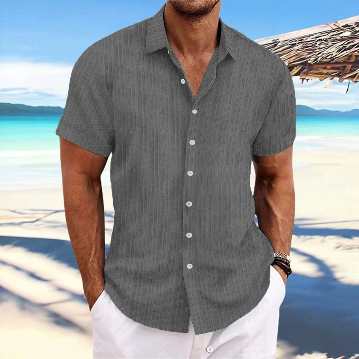 Cross-border Explosion New Men's Short-sleeved Shirt