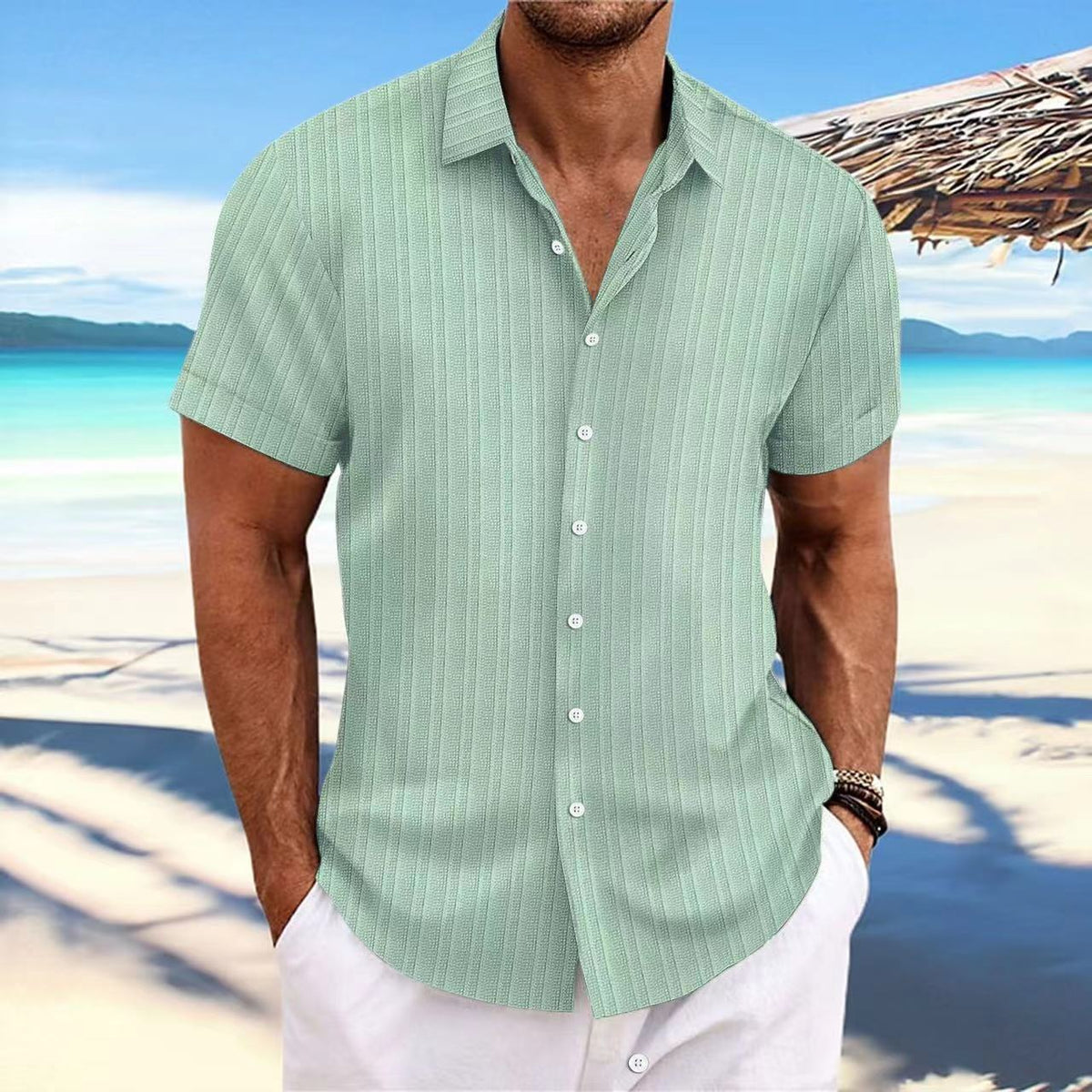 Cross-border Explosion New Men's Short-sleeved Shirt