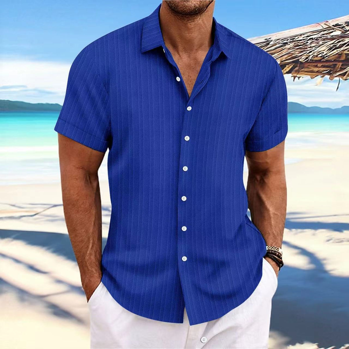 Cross-border Explosion New Men's Short-sleeved Shirt
