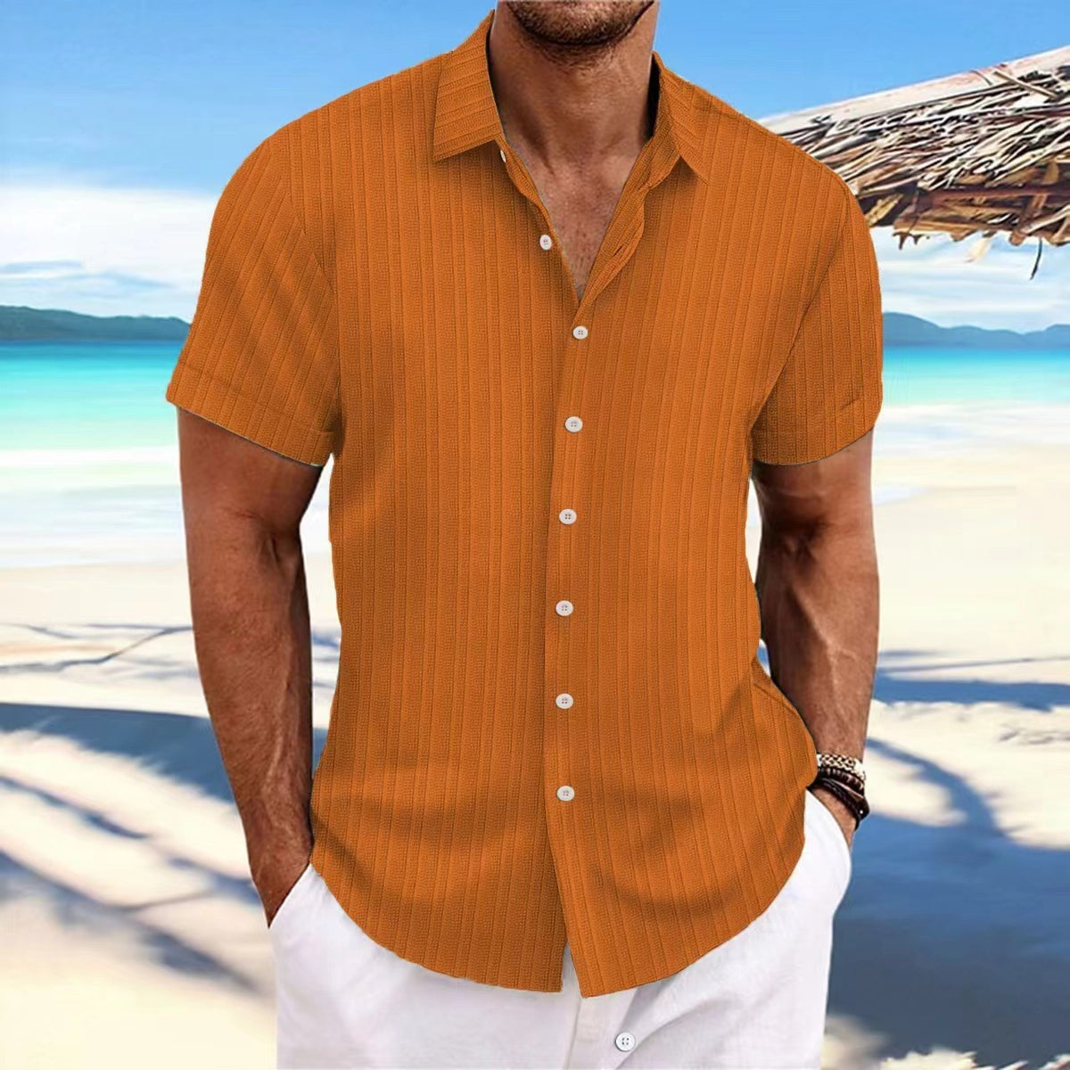 Cross-border Explosion New Men's Short-sleeved Shirt