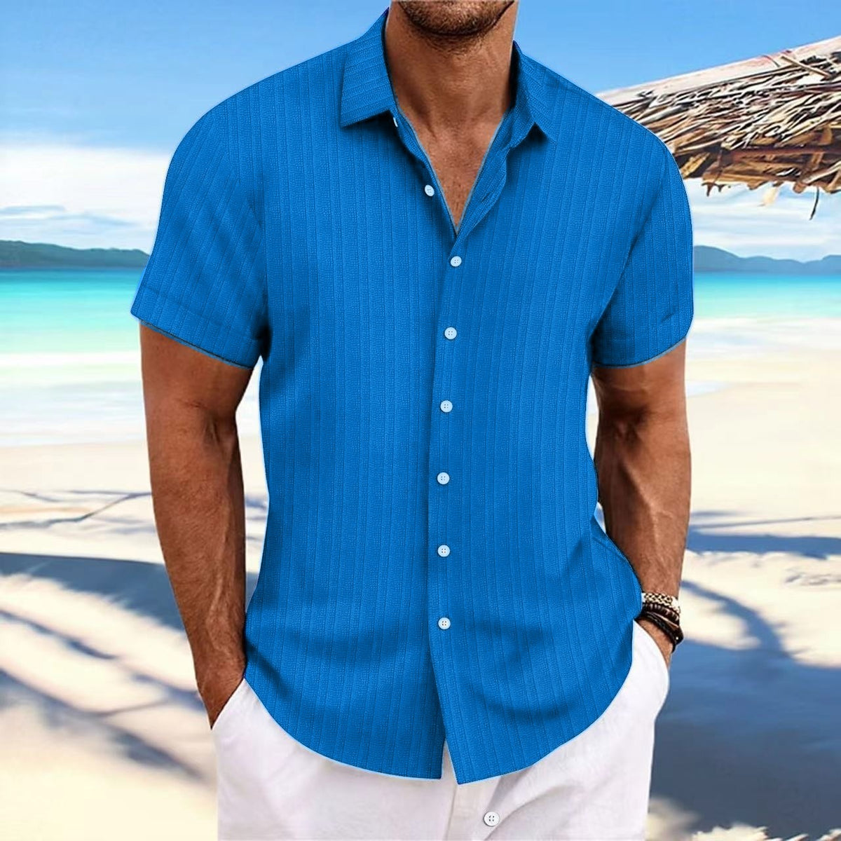 Cross-border Explosion New Men's Short-sleeved Shirt