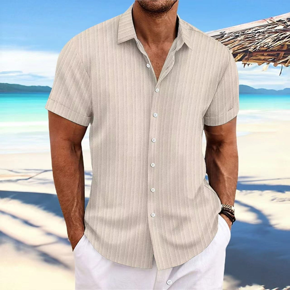 Cross-border Explosion New Men's Short-sleeved Shirt