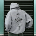 Vintage Compass Printing Hoodies for Men Hooded