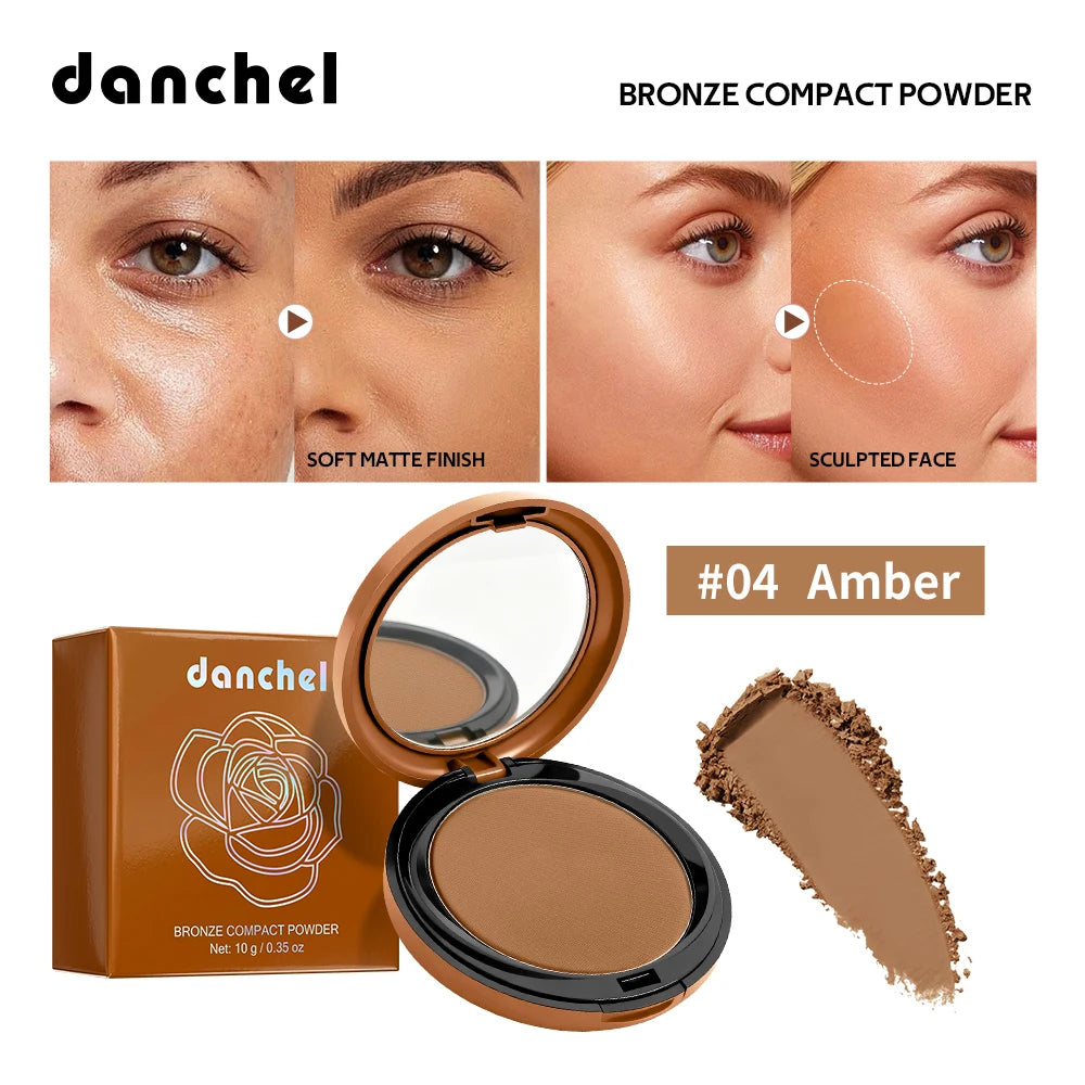 Matte Bronze Pressed Powder Long-Wear Oil Control Define Facial Contour Setting Powder Soft Matte Bronze Finish Korean Makeup