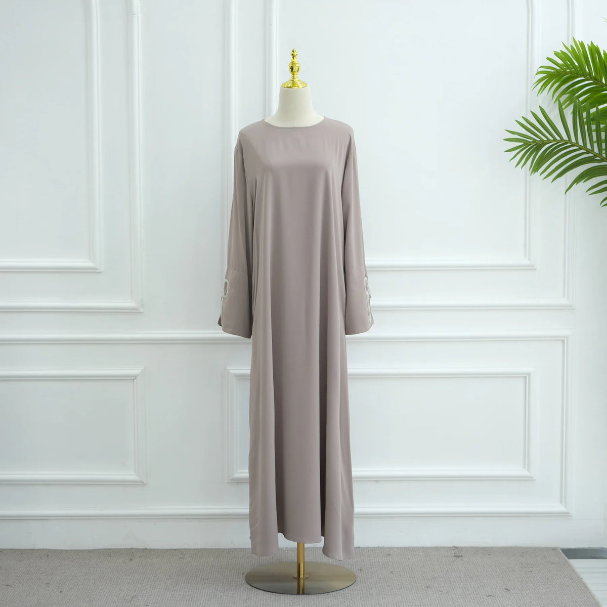 Luxury Studded Dubai Abaya Dress for Women Eid Arabic Muslim Modest Outfit Islam Crystal-embellished Bow Sleeve Robe Turkey Robe