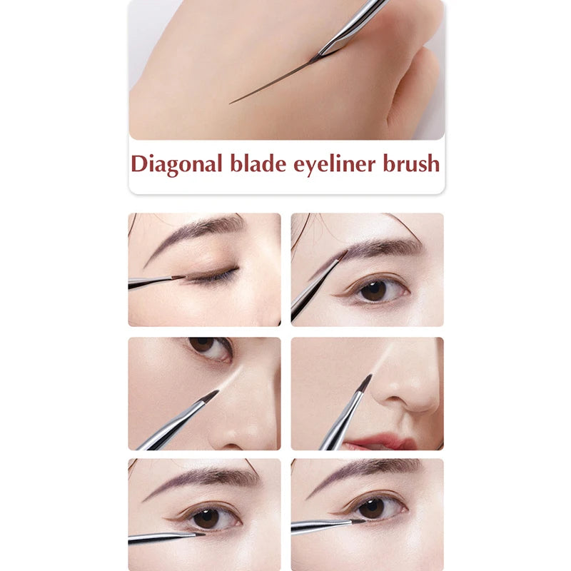 【Brow Contour Makeup Brushes Eyebrow Eyeliner Brush Professional Super Thin Angled Liner Eye Brush Make Up Tools】