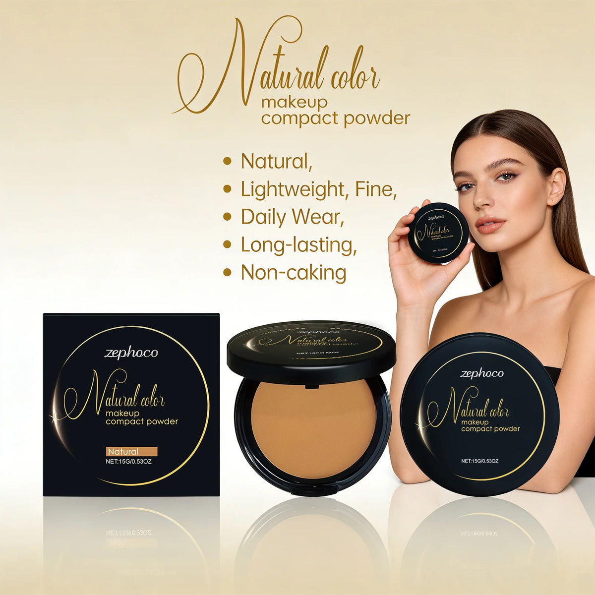 Oil Control Pressed Powder Matte Setting Long Lasting Three-Color Foundation Powder Dark Skin Natural Makeup Compact Powder
