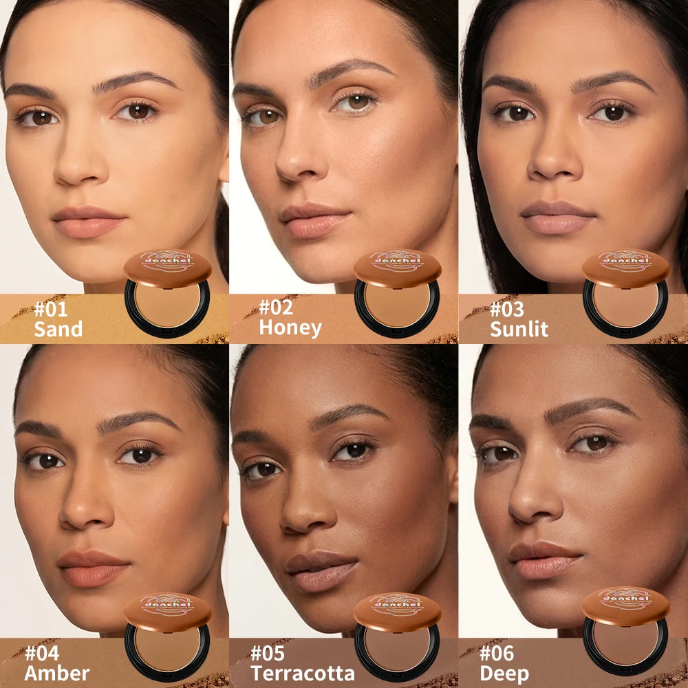 Matte Bronze Pressed Powder Long-Wear Oil Control Define Facial Contour Setting Powder Soft Matte Bronze Finish Korean Makeup