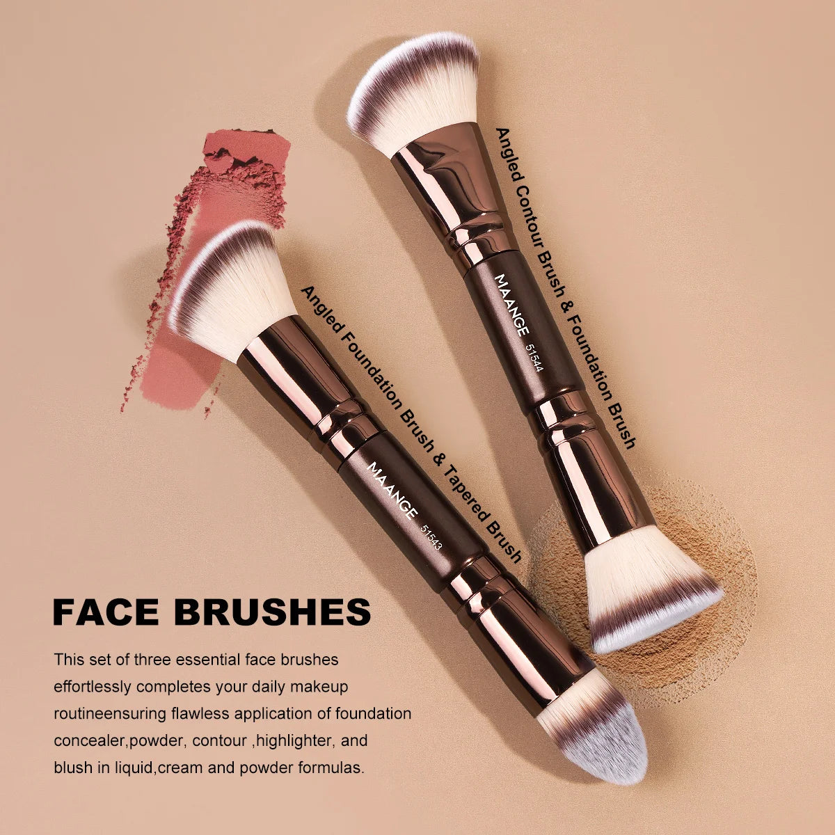MAANGE 5pcs Makeup Brush Set Foundation Brush Concealer Brush Eyeshadow Brush Multi-Purpose Makeup Brush Professional Makeup Kit