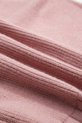 Light Pink Mixed Texture Knit Button V Neck Sweater Cardigan