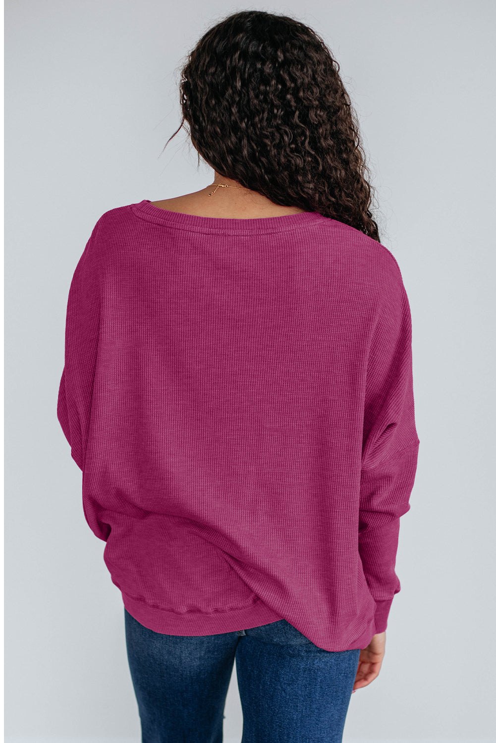 Top en maille gris anthracite à manches longues — coupe ample