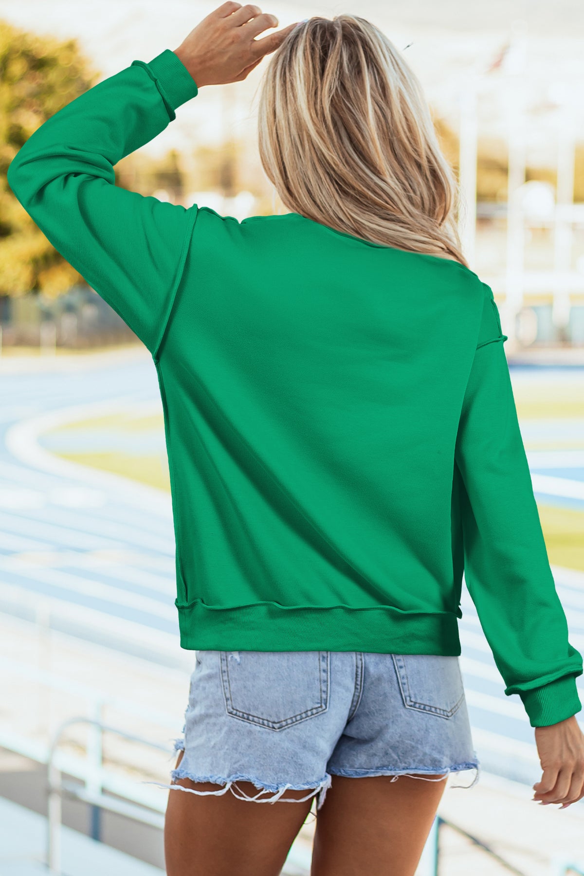 Light Pink Oversize Drop Shoulder Reversible Mock Neck Sweatshirt