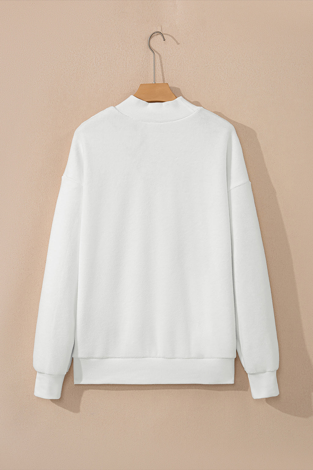 Light Pink Oversize Drop Shoulder Reversible Mock Neck Sweatshirt