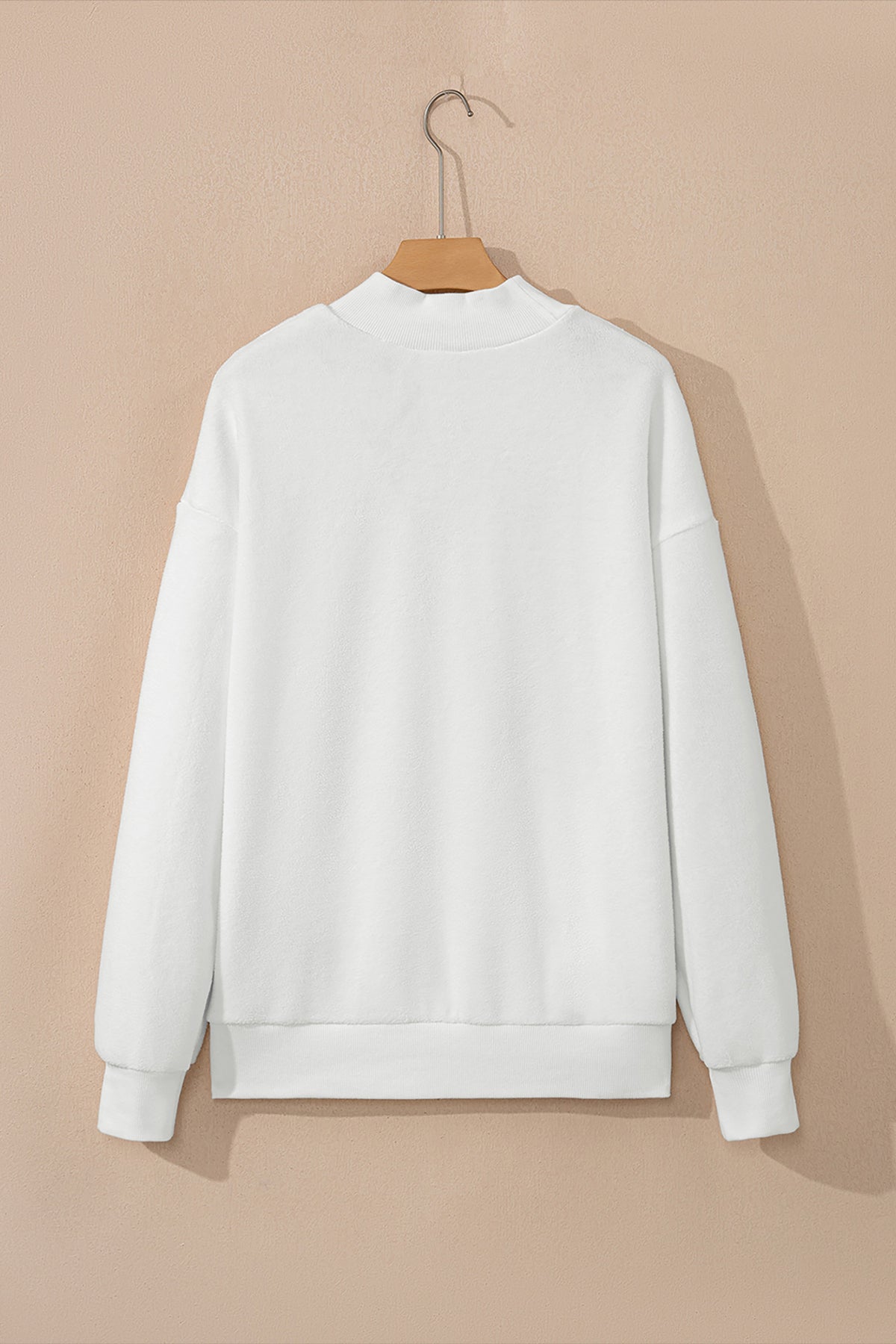 Light Pink Oversize Drop Shoulder Reversible Mock Neck Sweatshirt