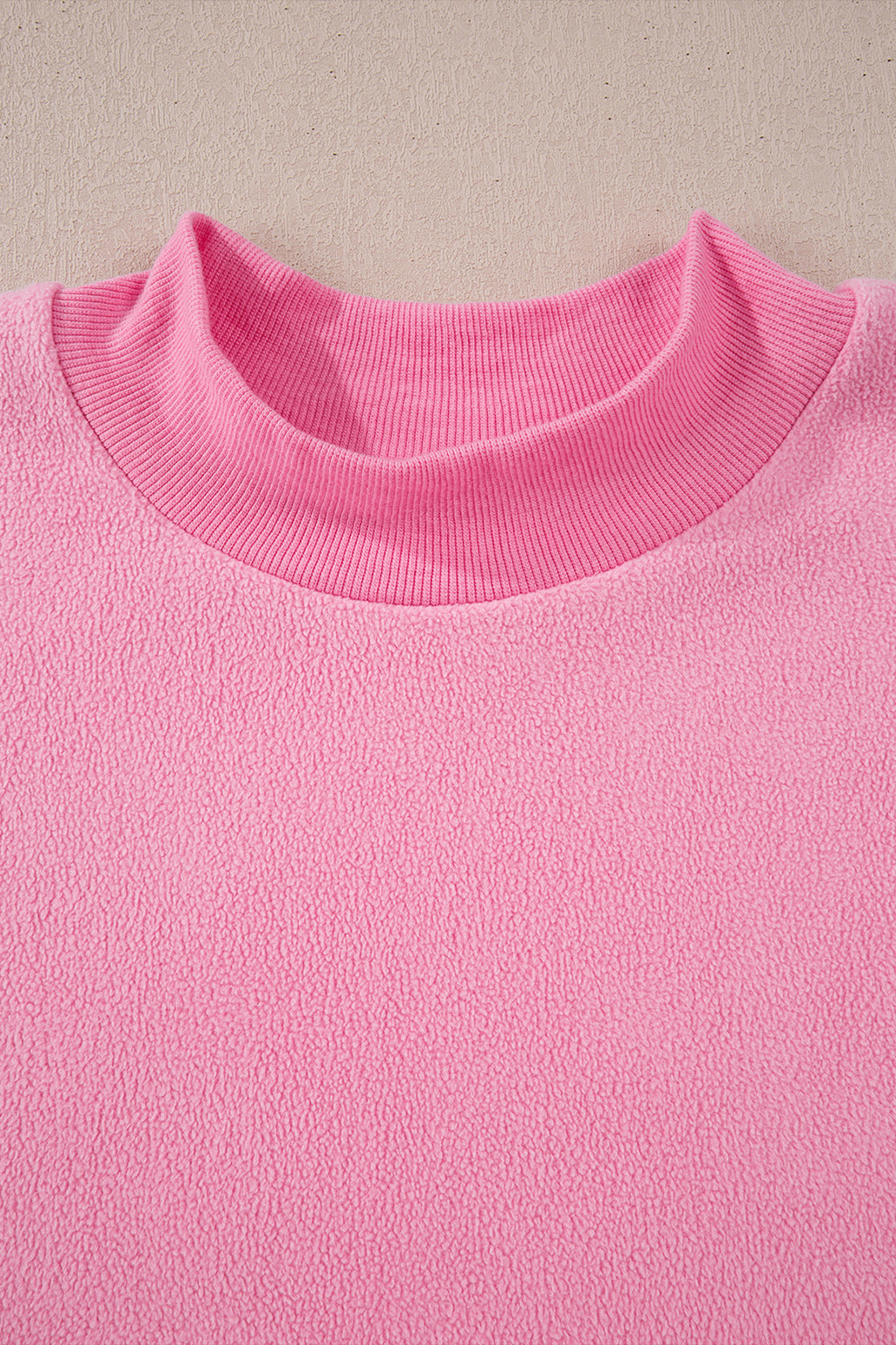 Light Pink Oversize Drop Shoulder Reversible Mock Neck Sweatshirt