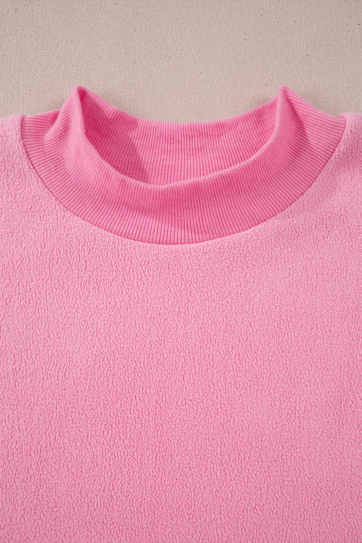 Light Pink Oversize Drop Shoulder Reversible Mock Neck Sweatshirt