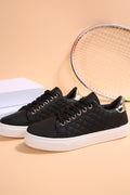Black Quilted Lack Up Sneakers