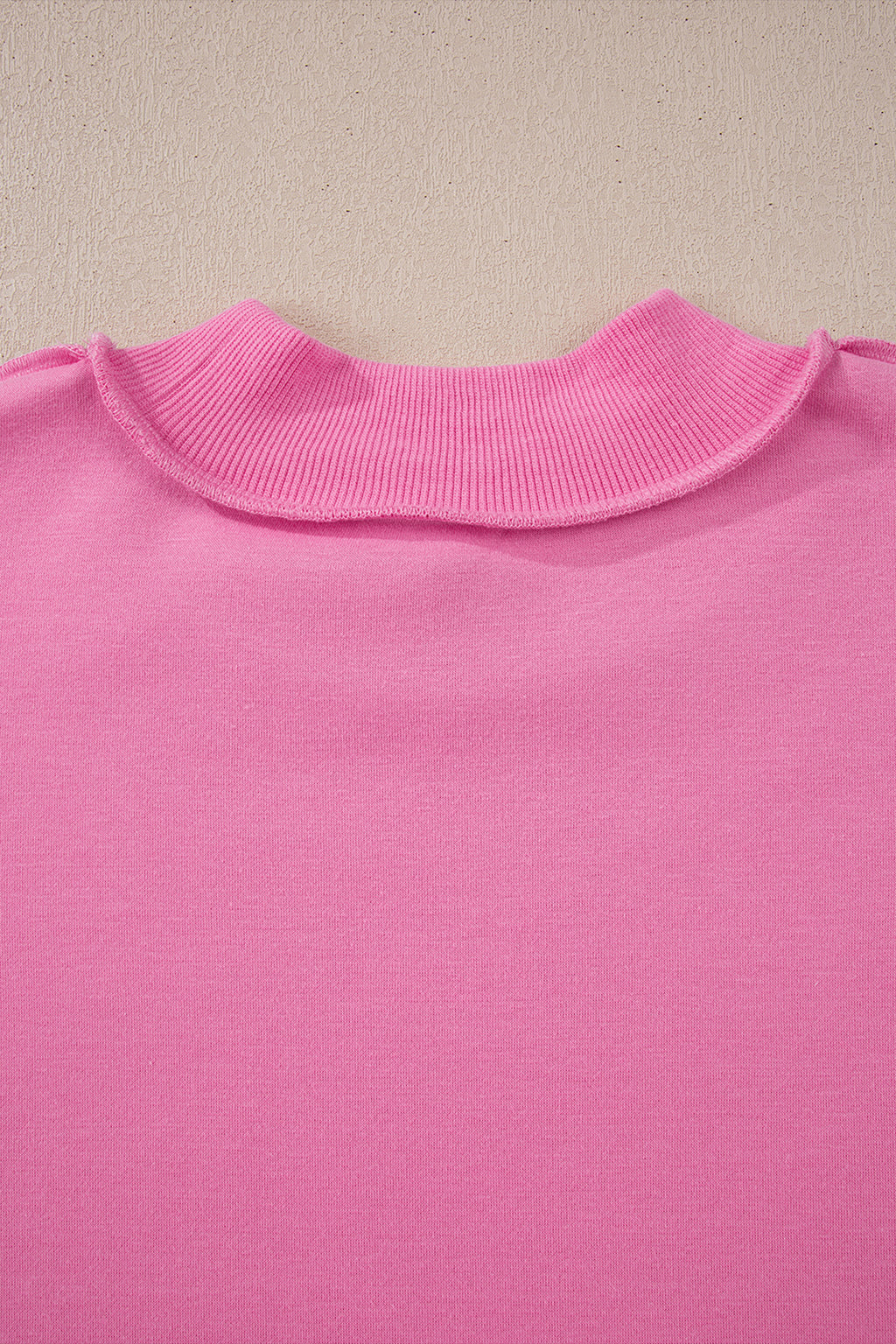 Light Pink Oversize Drop Shoulder Reversible Mock Neck Sweatshirt