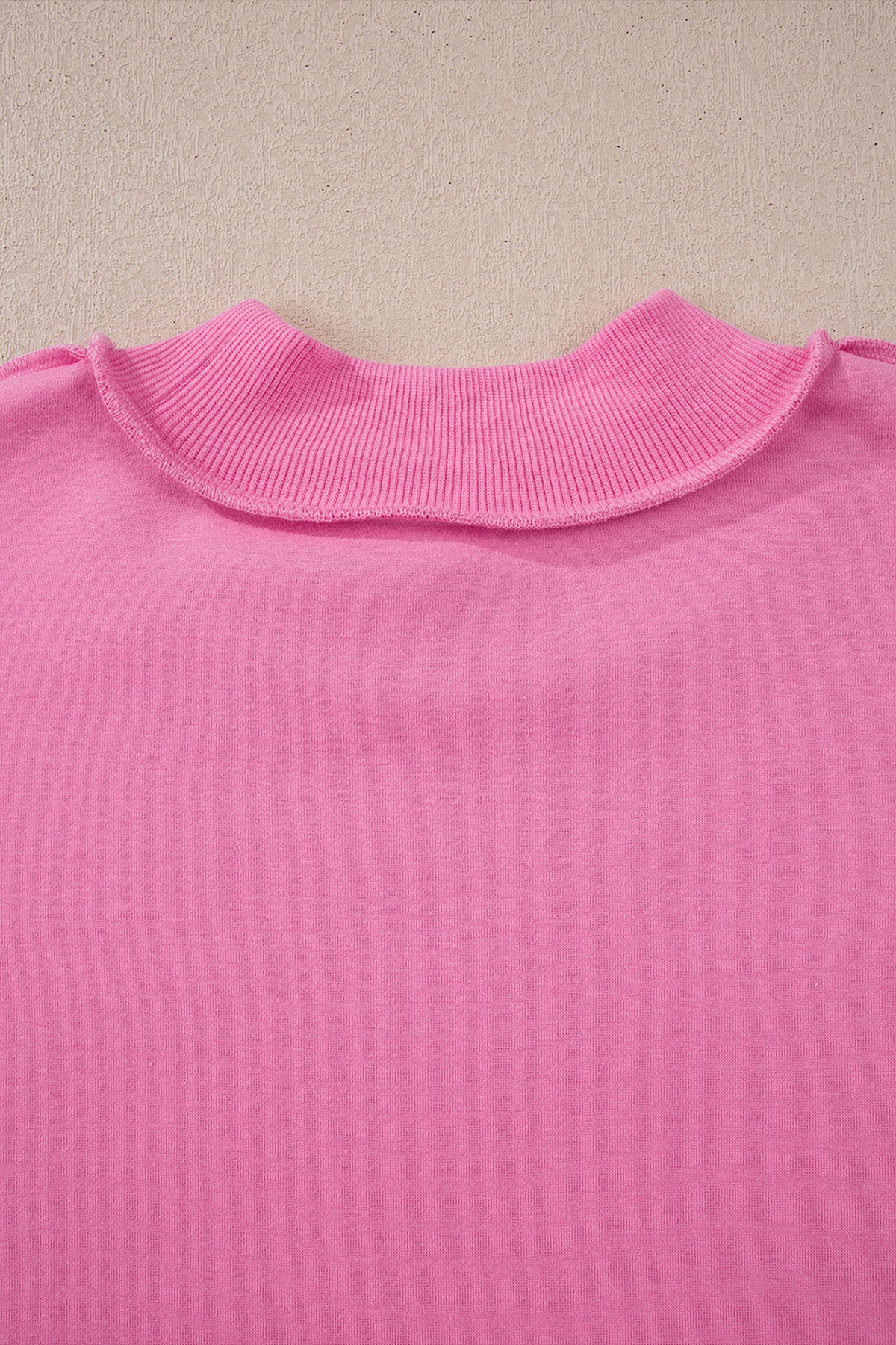 Light Pink Oversize Drop Shoulder Reversible Mock Neck Sweatshirt