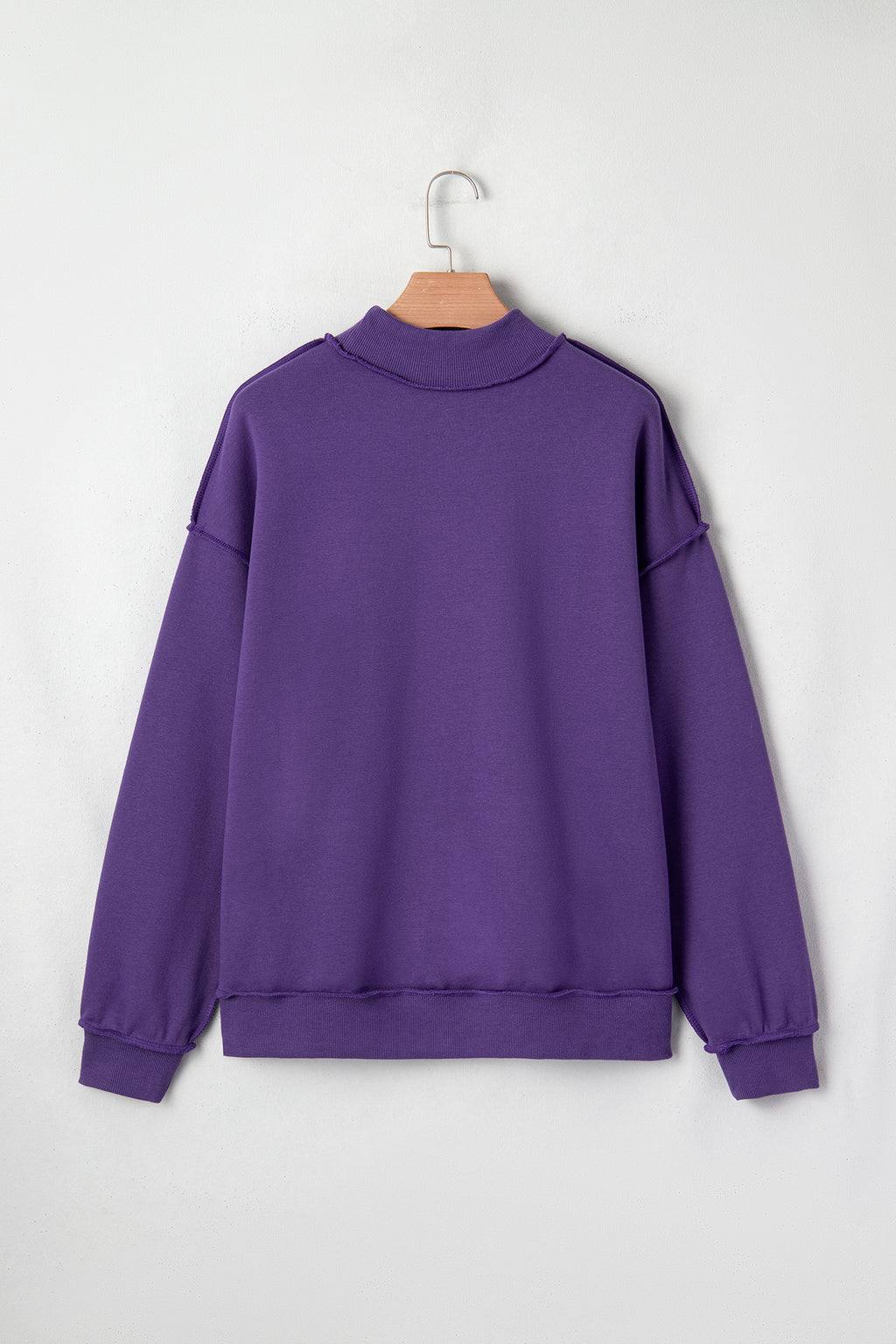 Light Pink Oversize Drop Shoulder Reversible Mock Neck Sweatshirt