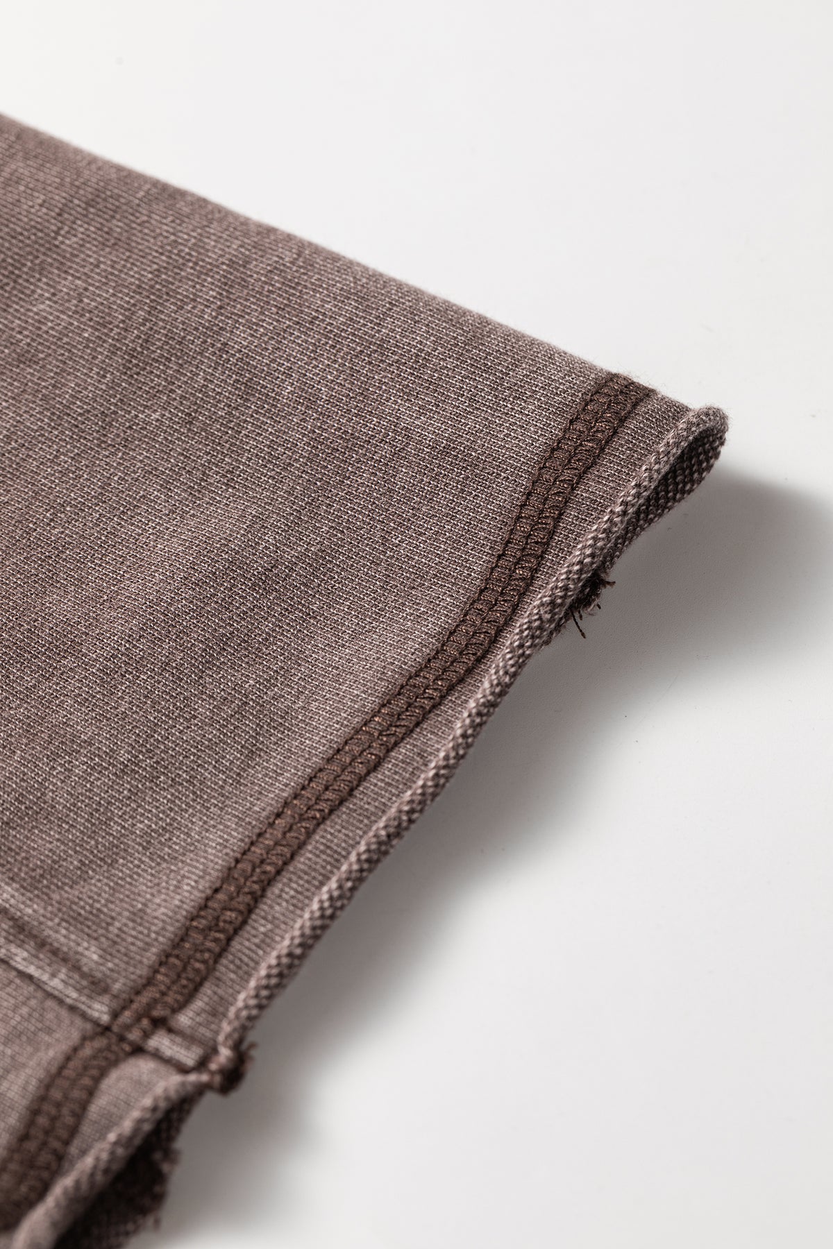 Dark Brown 3/4 Sleeve Mineral Wash Loose Cotton Top
