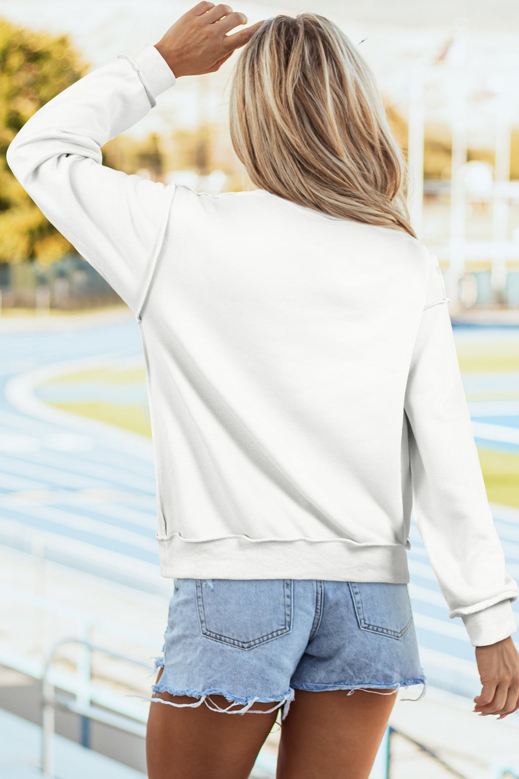 Light Pink Oversize Drop Shoulder Reversible Mock Neck Sweatshirt
