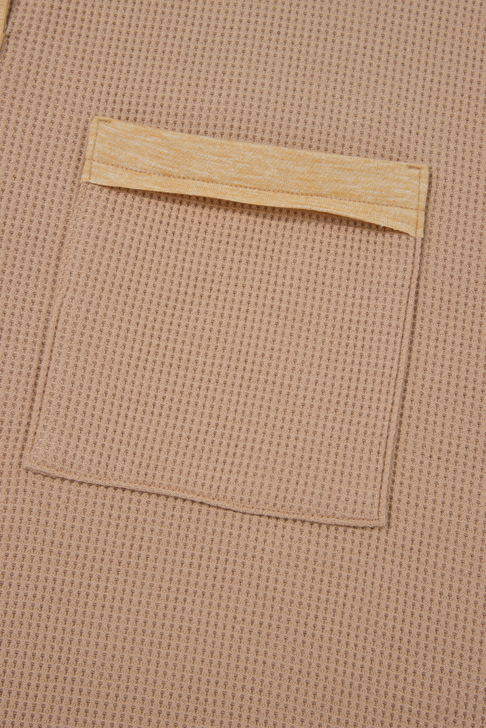 Top tunique henley vert gaufré à manches longues