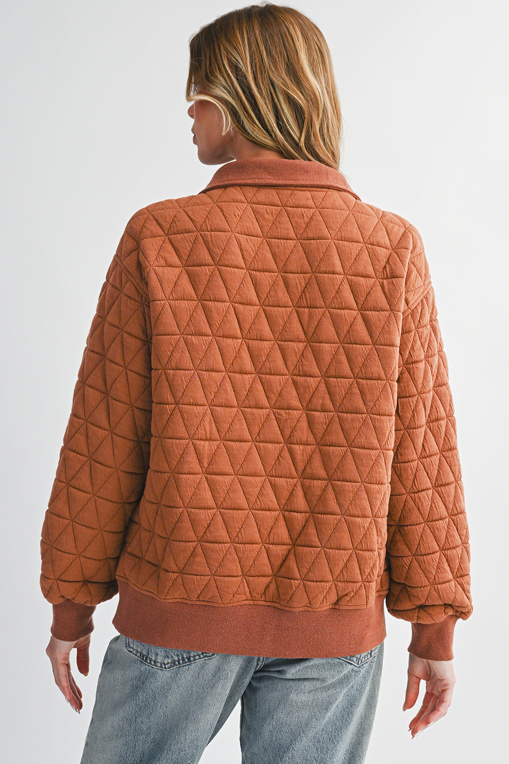 Sweat à col zippé texturé jaune paille — manches longues