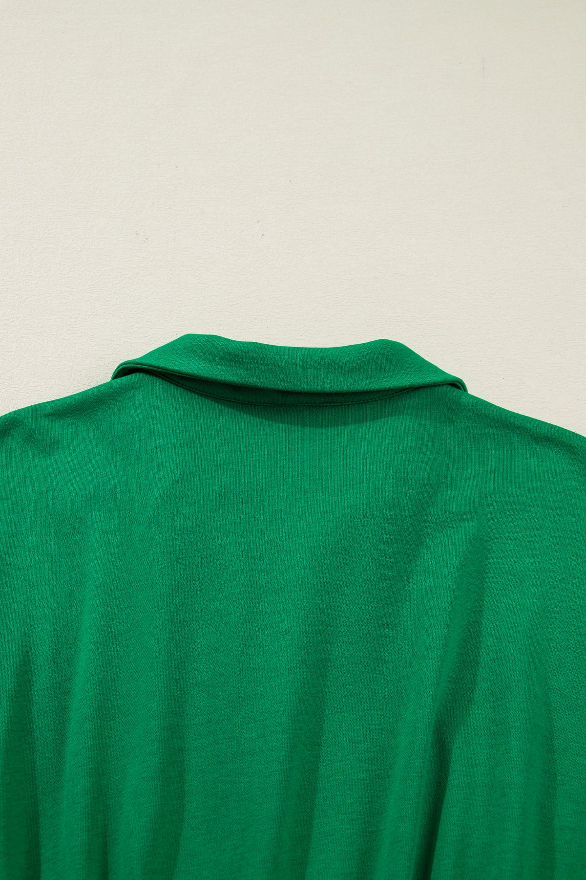 Bright Green Contrast Patchwork Half Zip Elastic Waist Short Sleeve Mini Dress