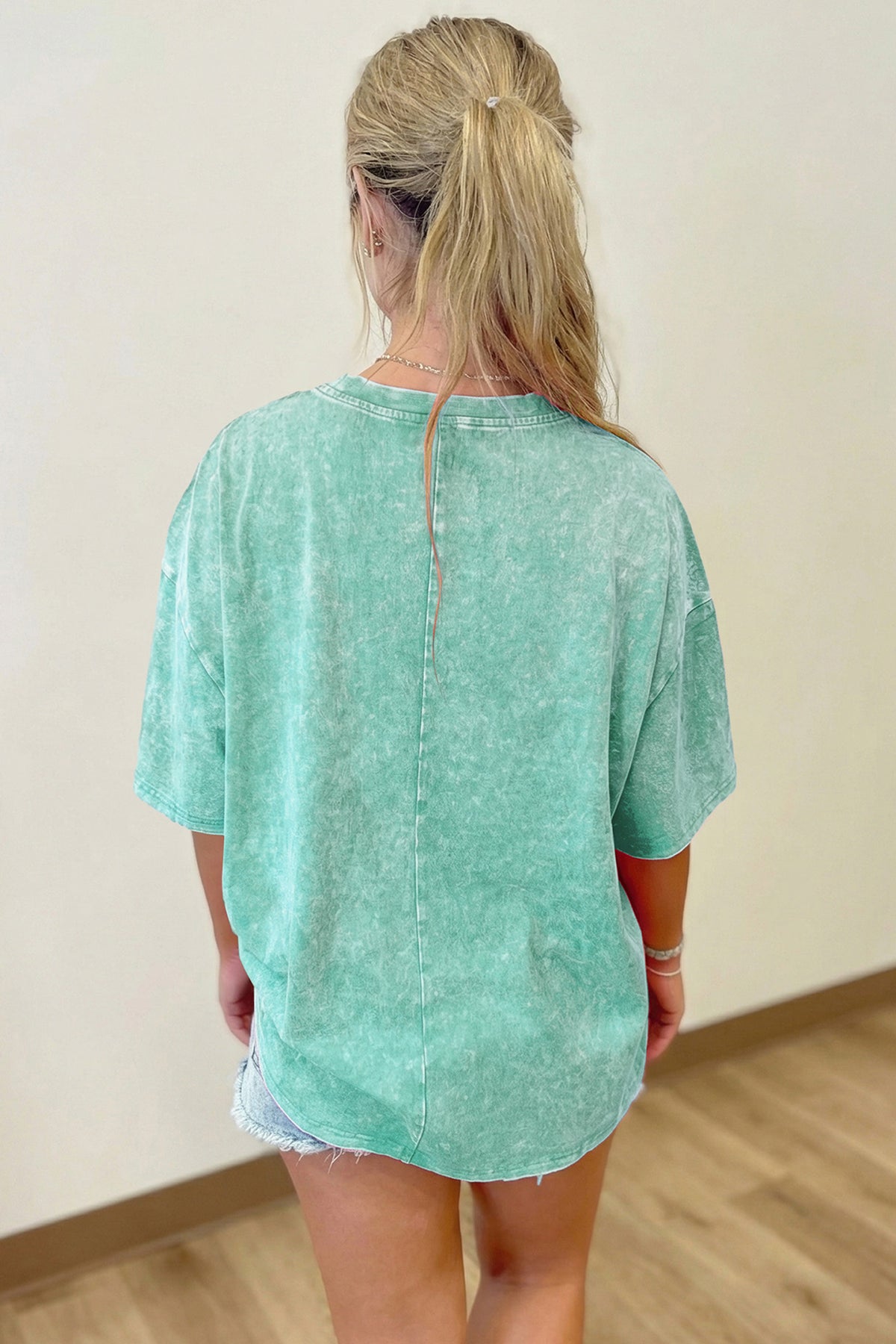 Sachet Pink Solid Color Cotton Mineral Washed Oversize Tee