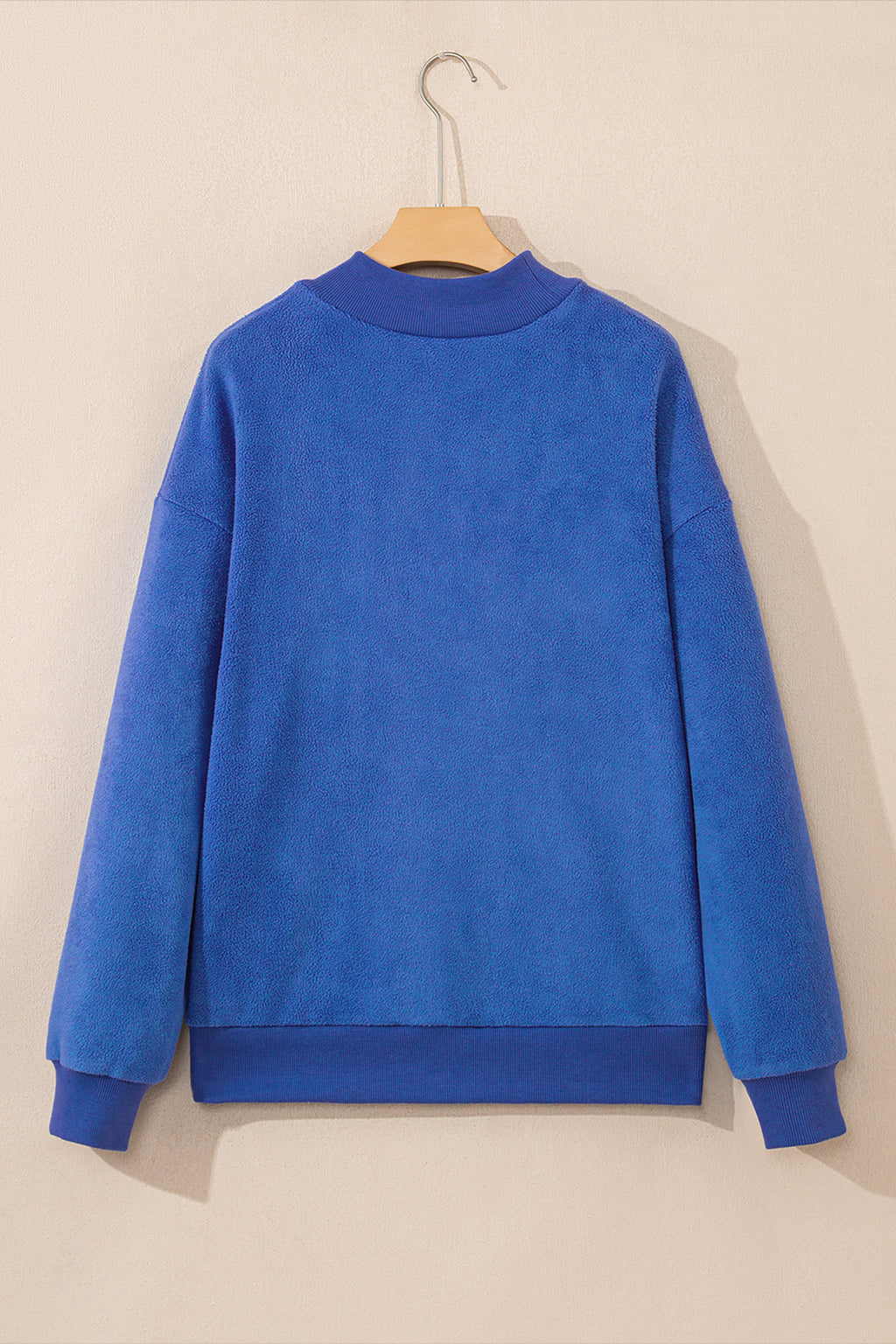 Light Pink Oversize Drop Shoulder Reversible Mock Neck Sweatshirt