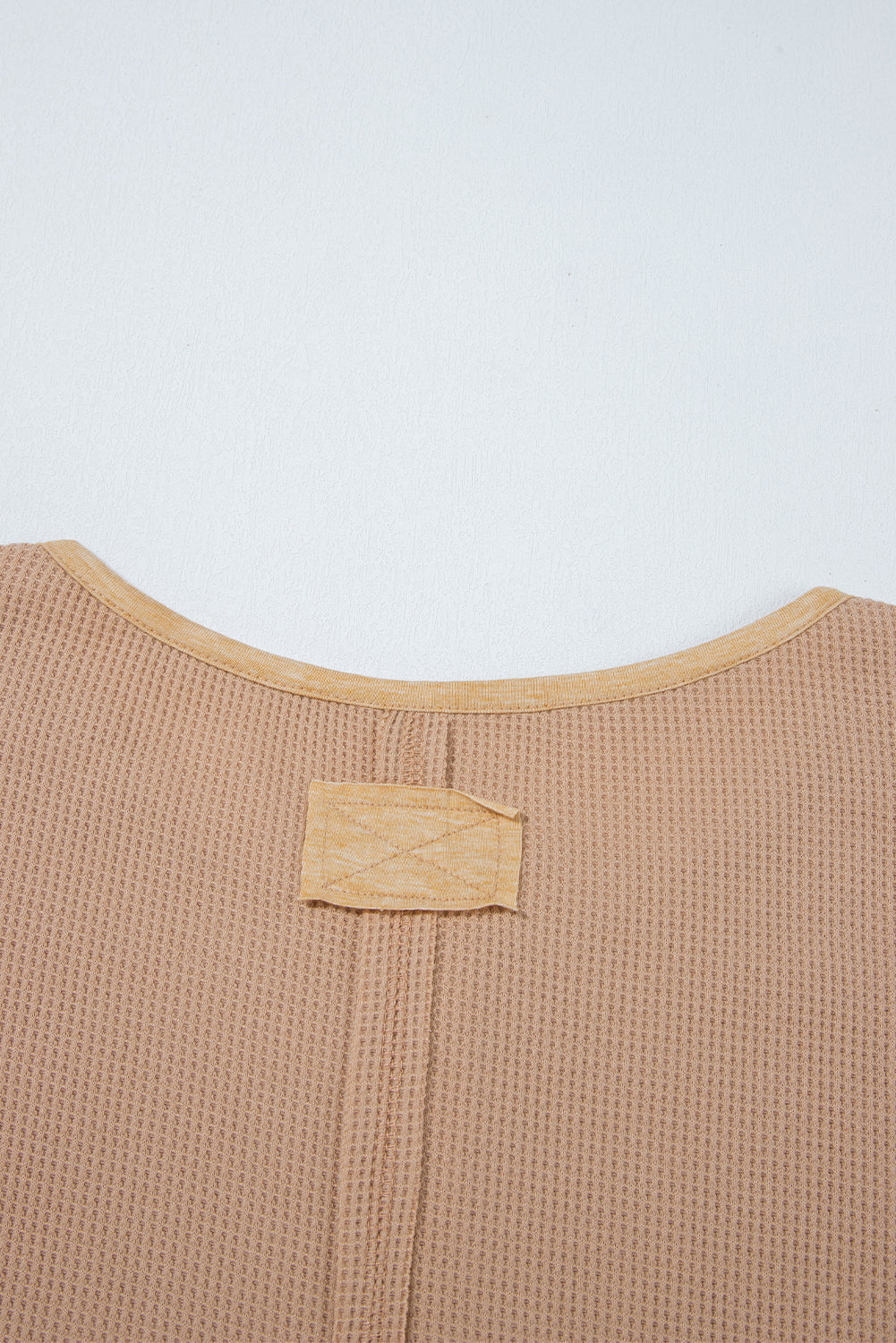 Top tunique henley vert gaufré à manches longues