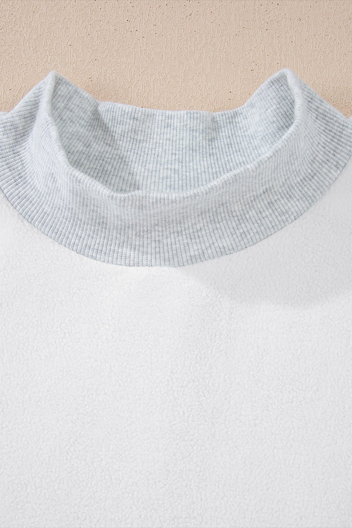 Light Pink Oversize Drop Shoulder Reversible Mock Neck Sweatshirt