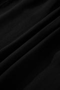 Black Hidden Buttons Short Sleeve Ruffle Tiered Long Flared Dress